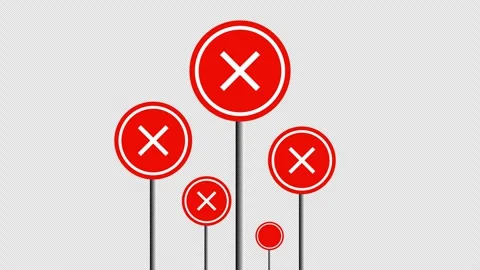 Multiple Red Warning Icons Animated Sequence with Alpha Channel Video stock 332767468