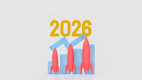 Multiple Rocket Launch Business Growth Concept 2026 3d render. Stock Illustration