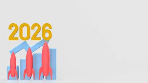 Multiple Rocket Launch Business Growth Concept 2026 3d render. Illustrazione stock