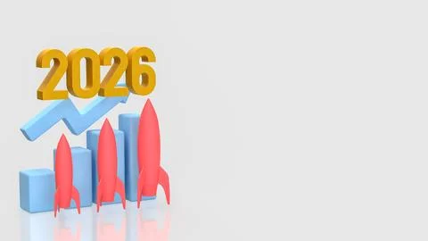 Multiple Rocket Launch Business Growth Concept 2026 3d render. Illustrazione stock