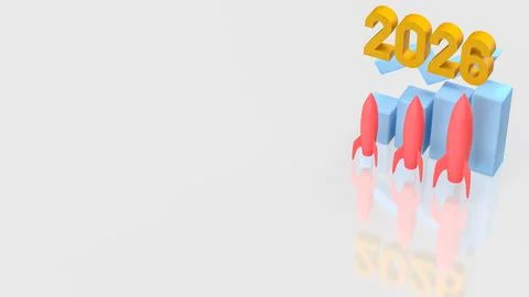 Multiple Rocket Launch Business Growth Concept 2026 3d render. Illustrazione stock