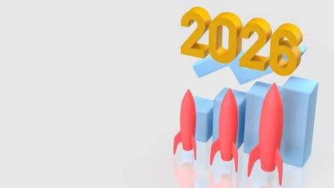 Multiple Rocket Launch Business Growth Concept 2026 3d render. イラスト素材