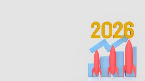 Multiple Rocket Launch Business Growth Concept 2026 3d render. Stock Illustration
