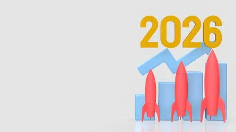 Multiple Rocket Launch Business Growth Concept 2026 3d render. Stock Illustration