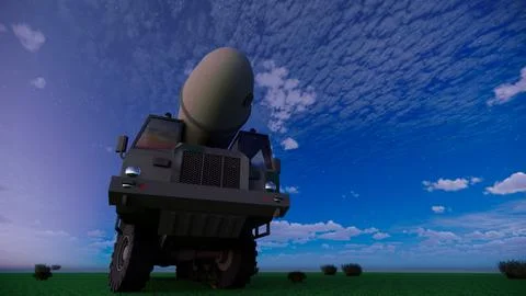 Multiple rocket launch systems waiting for next mission in dawn dusk Stock Illustration