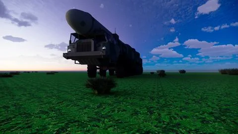 Multiple rocket launch systems waiting for next mission in dawn dusk Stock Illustration