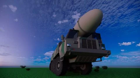 Multiple rocket launch systems waiting for next mission in dawn dusk Stock Illustration