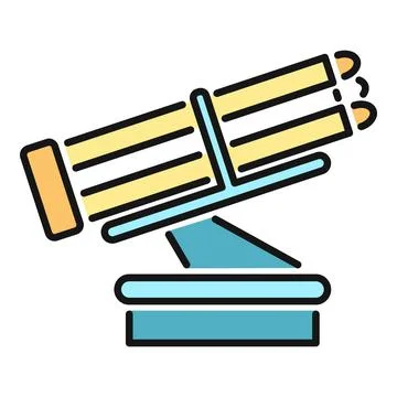 Multiple rocket launcher missile system firing icon Stock Illustration