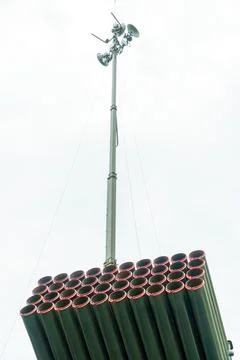 Multiple rocket launcher system. Multiple rocket launcher "GRAD". Soviet and  Stock Photos