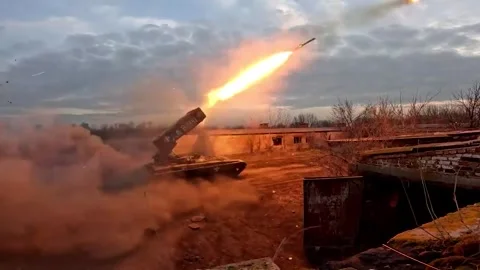 Multiple Rocket Launcher Tos-1A Solntsepyok Stock Footage 296693670