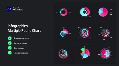 Multiple Round Chart Modèle After Effects