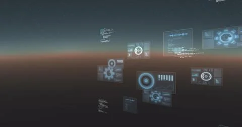 Multiple round scanners and screens with data processing against gradient 스톡 일러스트