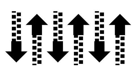 Multiple rows of alternating upward icon animation isolated on white background Stock Footage 339168819