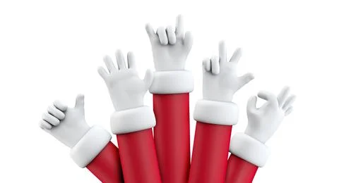 Multiple Santa Claus hand festive cartoon character arm. 3D Rendering Stock Illustration