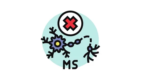Multiple sclerosis disease color icon animation Stock Footage 326111943