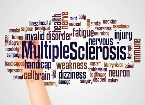 Multiple Sclerosis word cloud and hand with marker concept Stock Photos