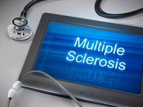 Multiple sclerosis words displayed on tablet Stock Illustration