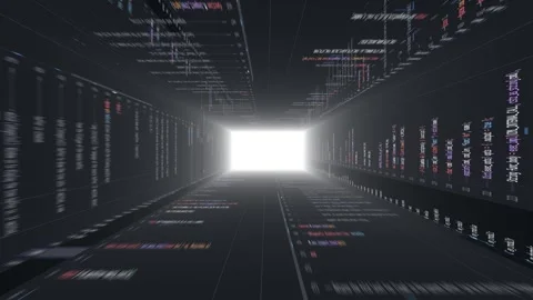 Multiple screens computer coding in box perspective, computer coding monitor Stock Footage 311966933