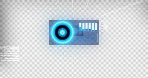 Multiple screens with digital interface and data processing against black Illustrazione stock