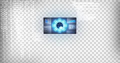 Multiple screens with digital interface and data processing against black Illustrazione stock