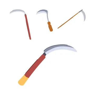 Multiple scythe and sickle tools for agriculture Stock Illustration