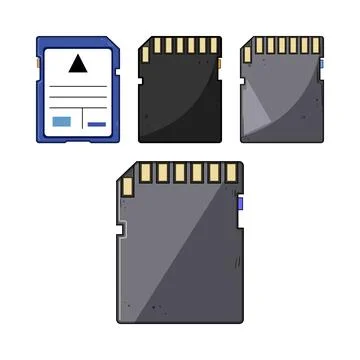Multiple sd memory cards data storage illustration Stock Illustration
