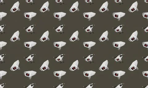 Multiple security cameras on a dark green background Stock Illustration