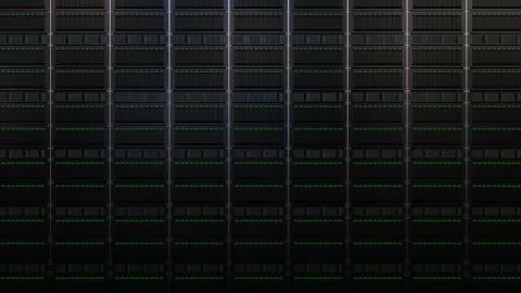 Multiple server racks. Corporate computer network, cloud stogare technology or Stock Illustration