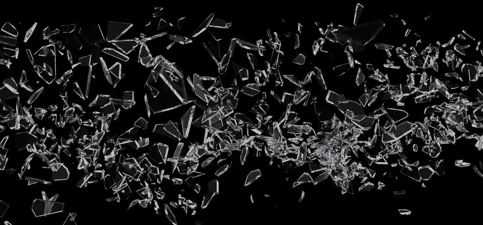 Multiple shards of broken glass on a black background for overlay through the Stock Illustration