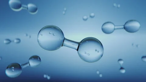 Multiple shiny hydrogen or oxygen gas particles floating slowly in the air Stock Footage 220603223