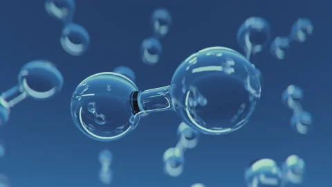 Multiple shiny hydrogen or oxygen gas particles floating slowly in the air Stock Footage 220603267