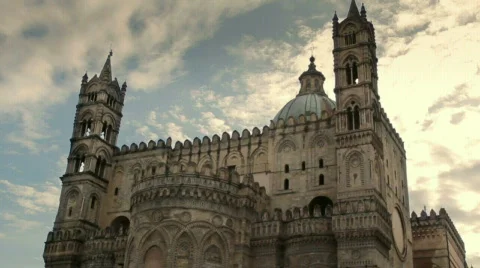 Multiple shots of the Cathedral in Palermo, Sicily, Italy Stock Footage 655562