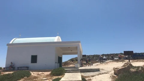 Multiple Shots of inside Ayioi Anargyroi Chapel in Ayia Napa Stock Footage 91034573