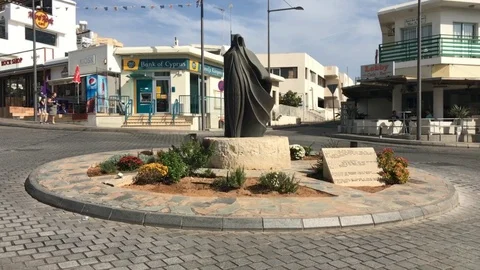 Multiple Shots of Old Lady Statue in Ayia Napa Stock Footage 91488564