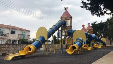 Multiple Shots of an Outdoor Children Playground Park Stock Footage 100583191