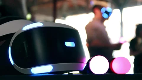 Multiple Shots of People Playing on the PlayStation VR. Stock Footage 300806853