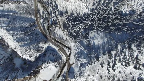 Multiple shots of winter road in Utah, USA | 4k Drone Stock Footage 100262734