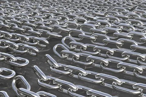 Multiple silver chains 3D rendering Stock Illustration