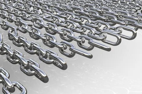 Multiple silver chains 3D rendering Illustrazione stock