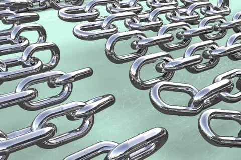 Multiple silver chains 3D rendering Stockillustratie