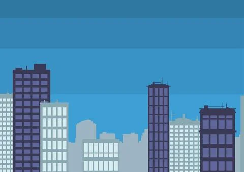 Multiple Skyscrapers Drawing Showing City Skyline. Diffrent High-Rise Buildings Ilustración de archivo