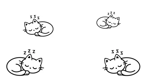 Multiple Sleeping Cats ZZZ Pattern Doodle Sketch Illustration Stock Footage 336837225