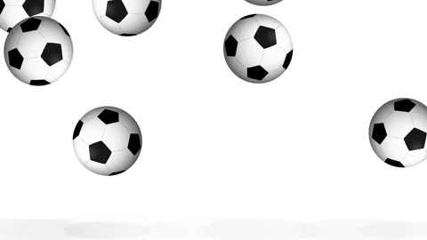 Multiple Soccer Balls Bouncing and Falling on a Plain White Background Stock Footage 339121787