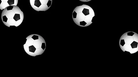 Multiple Soccer Balls Bouncing and Falling Against a Solid Black Background Stock Footage 339379300