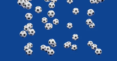 Multiple soccer balls forming rising motion concept on blue screen loop infinity Stockbeeldmateriaal 327668724