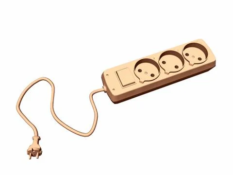 Multiple socket with cable Stock Illustration