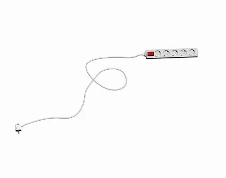 Multiple socket with long cable and plug Illustrazione stock