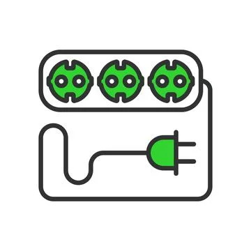 Multiple sockets, in line design, green. Multiple sockets, multiple, sockets Stock Illustration