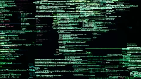 Multiple source codes in matrix cyberspace. Animation. Changing and overlapping Vidéo 137335144