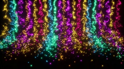 Multiple sparkling curved lines animation with many small stars flying in. C Stock Footage 256786262